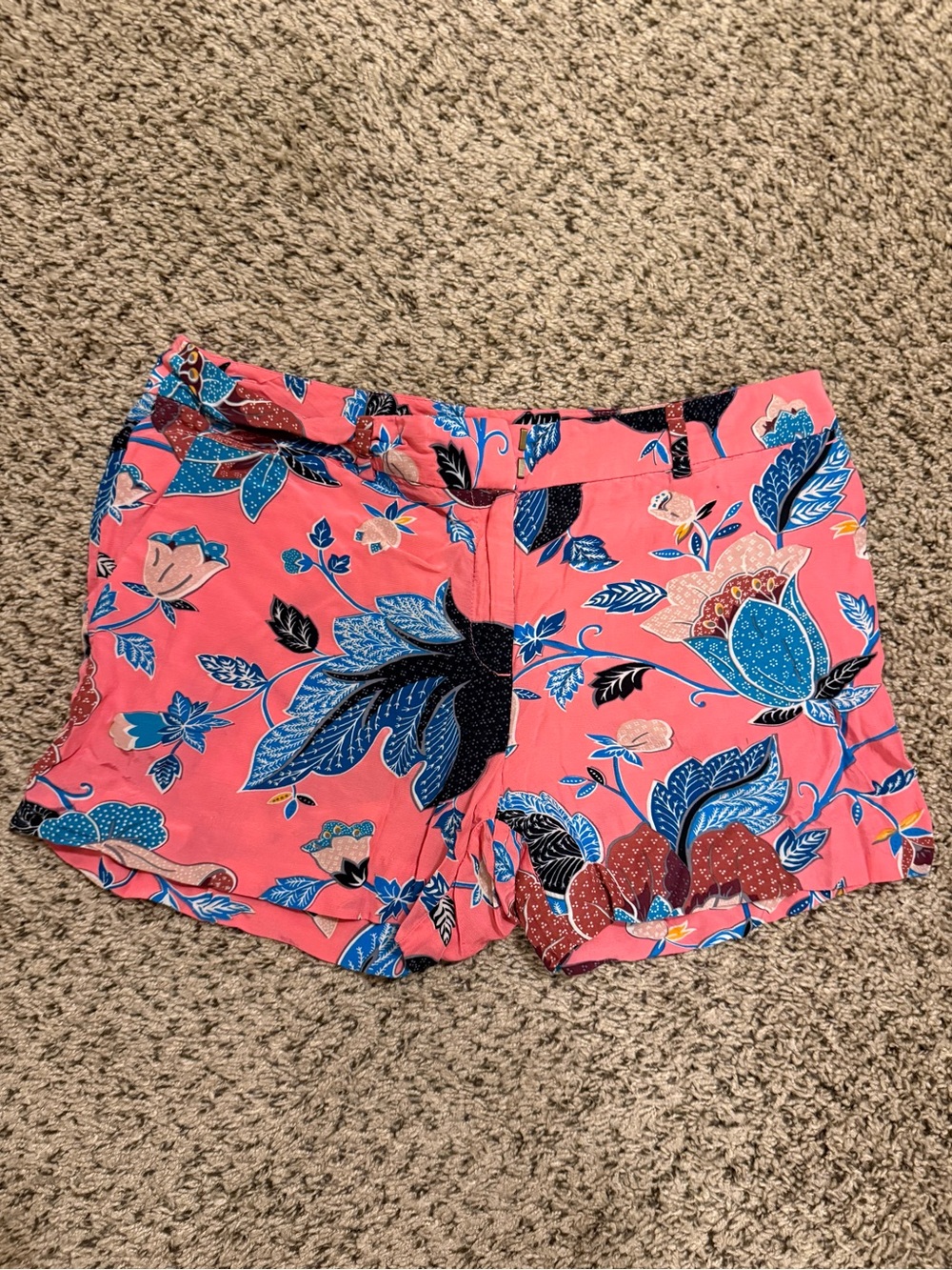 Loft Women’s Coral & Turquoise Floral Satin Lightweight Shorts NWOT Size 4